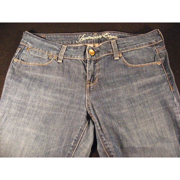 AMERICAN EAGLE 77 Womens Jeans TAG 8 Short Straight Blue LOW RISE - Picture 3 of 10